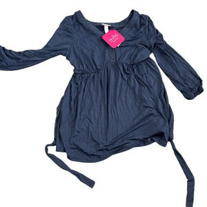 Isabel Maternity Blue Long Sleeve Button-Front Knit Shirt - Size XS - NWT